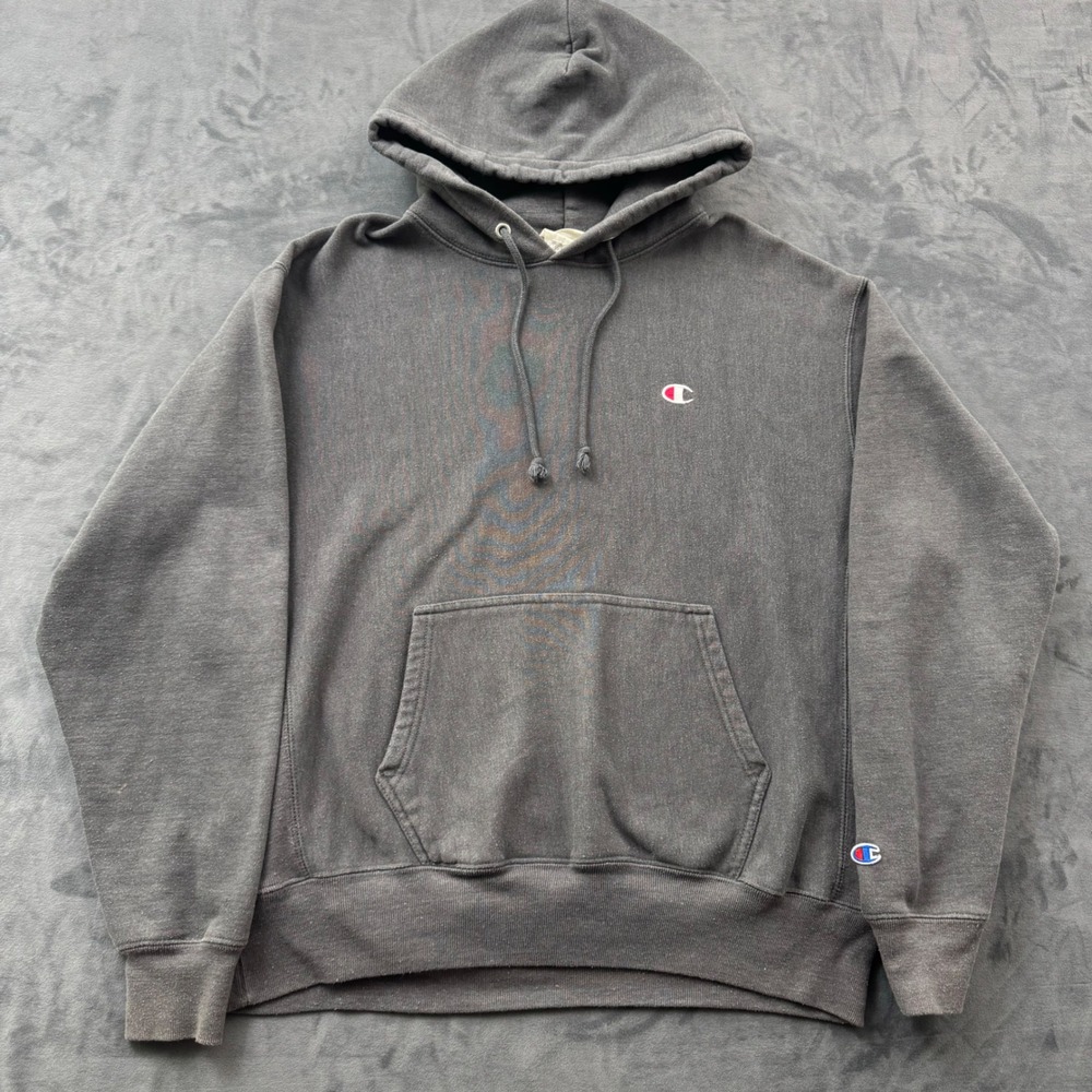 Champion Reverse Weave Hoodie Mens XL Gray Pullover Sweatshirt Logo Pocket